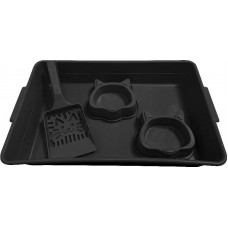 35080 - Kit Higiênico P/ Gatos Bandeja + Comedouro + Pazinha Animalissimo - Black