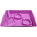 Kit Higiênico P/ Gatos Bandeja + Comedouro + Pazinha Animalissimo - Rosa