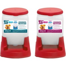 35586 - KIT COMEDOURO+BEBEDOURO PRATIC 3L VERMEL
