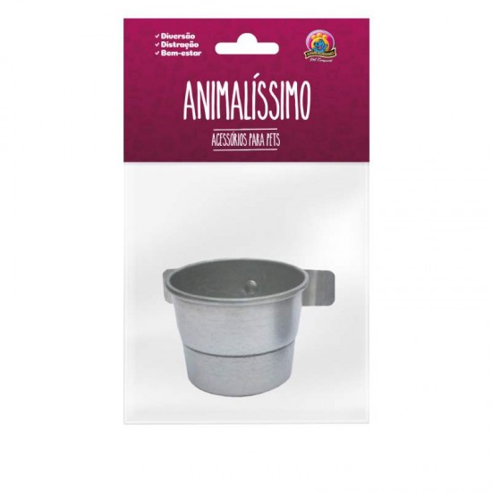 Caneca Aluminio para Pássaros C/ Suporte + Borboleta - 90x65mm