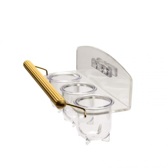 Comedouro P/ Pássaros Lateral Plástico Cristal 3 Furos - Nº03