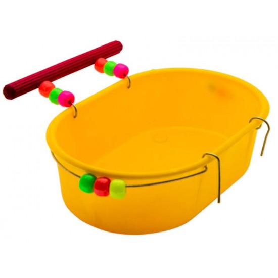 Banheira para Pássaros Grande Decorada Com Poleiro