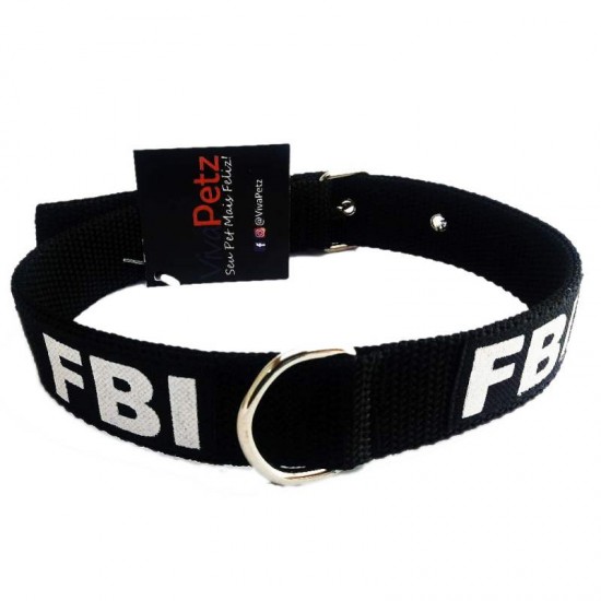 Coleira Resistente para Cães de Grande Porte FBI Preto - Nº07