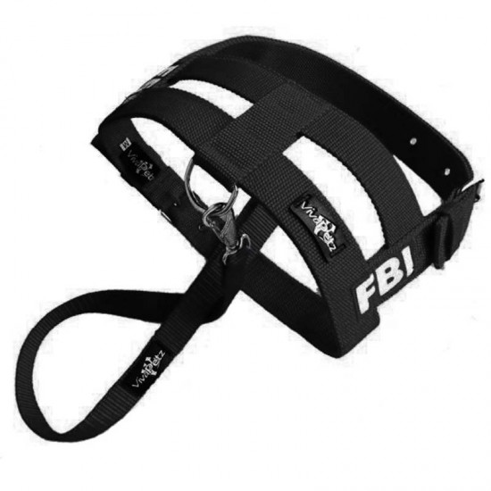 Conjunto Guia e Peitoral Premium para Cães Passeio FBI Preto - Nº11