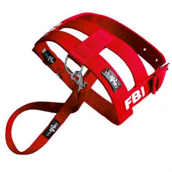 Conjunto Guia e Peitoral Premium para Cães Passeio FBI Vermelho - Nº11