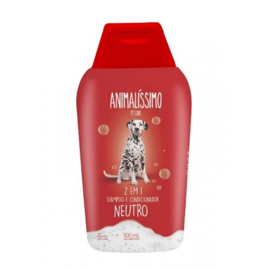 Shampoo Neutro Animalíssimo 500ml – Uso Diário e Limpeza Suave para Todos os Tipos de Pelo